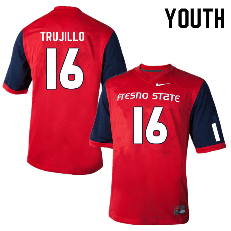 Youth #16 Alec Trujillo Fresno State Bulldogs College Football Jerseys Sale-Red